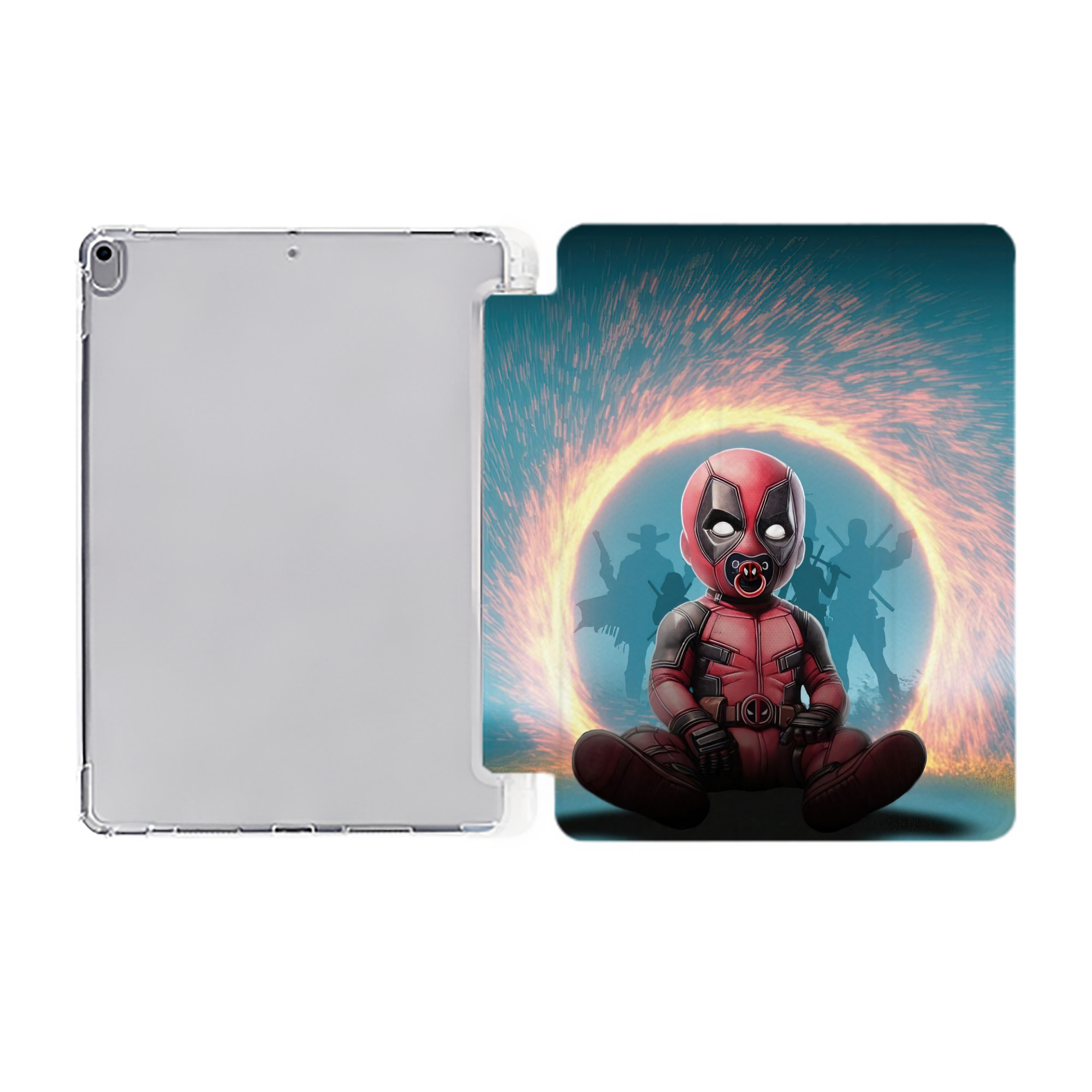 （画像用） Deadpool デッドプール IPad ケース ペン収納付き 三つ折りスタンド PUレザー×シリコン 対応機種9.5/10.5/10.9インチ